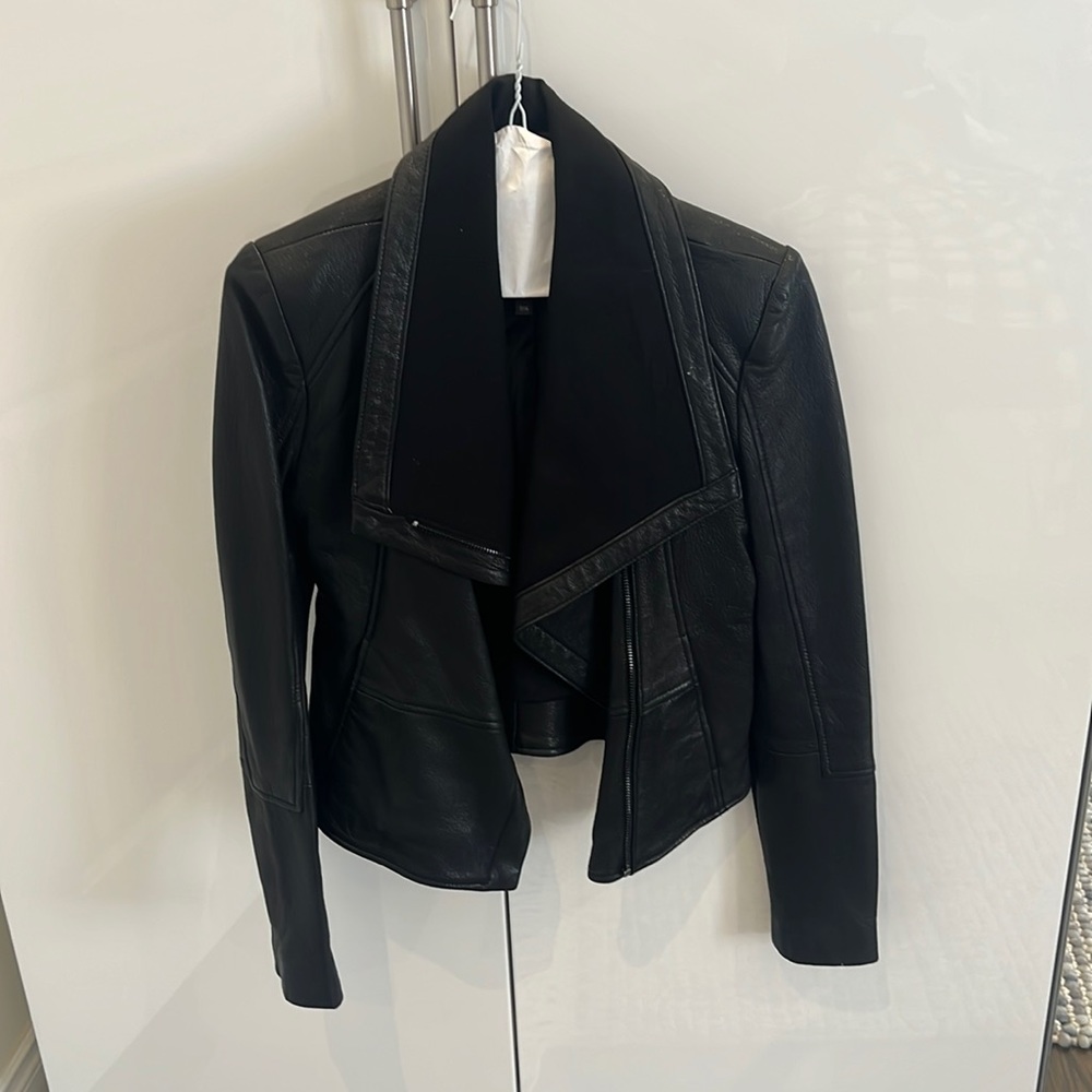 BCBG maxazria black leather jacket